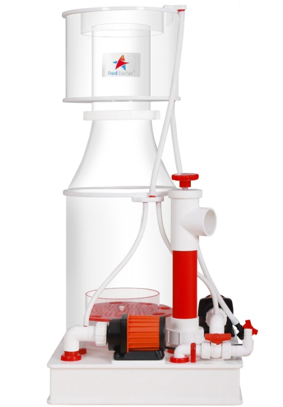 Red StarFish SD400 PRO professional protein skimmer installed in a high-capacity marine filtration system for a 20,000-liter aquarium in palm jumeirah