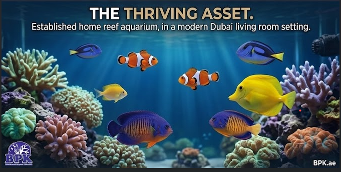 Marine fish quarantine tank setup at an aquarium shop in Dubai